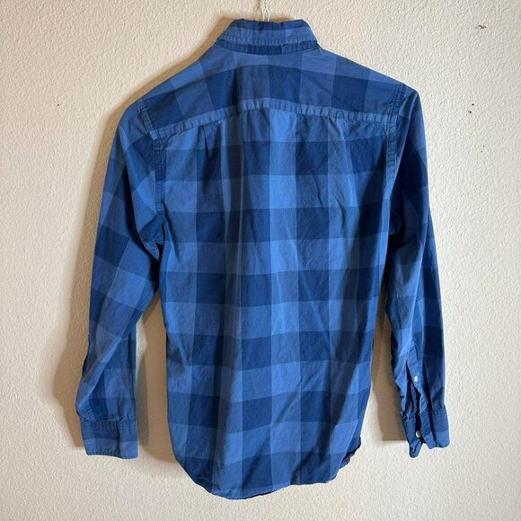 cotton jcrew Blue and white plaid button-up shirt #plaidshirt size xs used - Picture 2 of 3